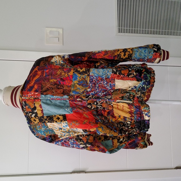 Free People Pandora Reversible Multicolor Patchwork Oversize Bomber Jacket - Picture 12 of 15